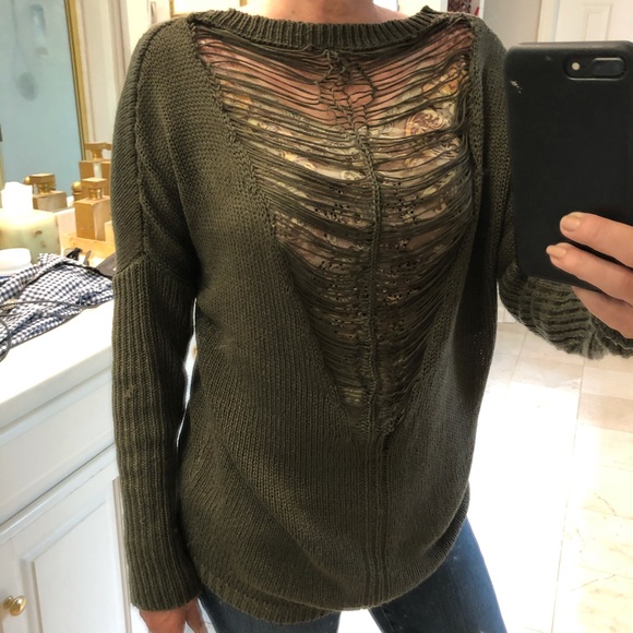 FREE with purchase: Sweater with cutout back/front, olive green, Sz S - Picture 6 of 10